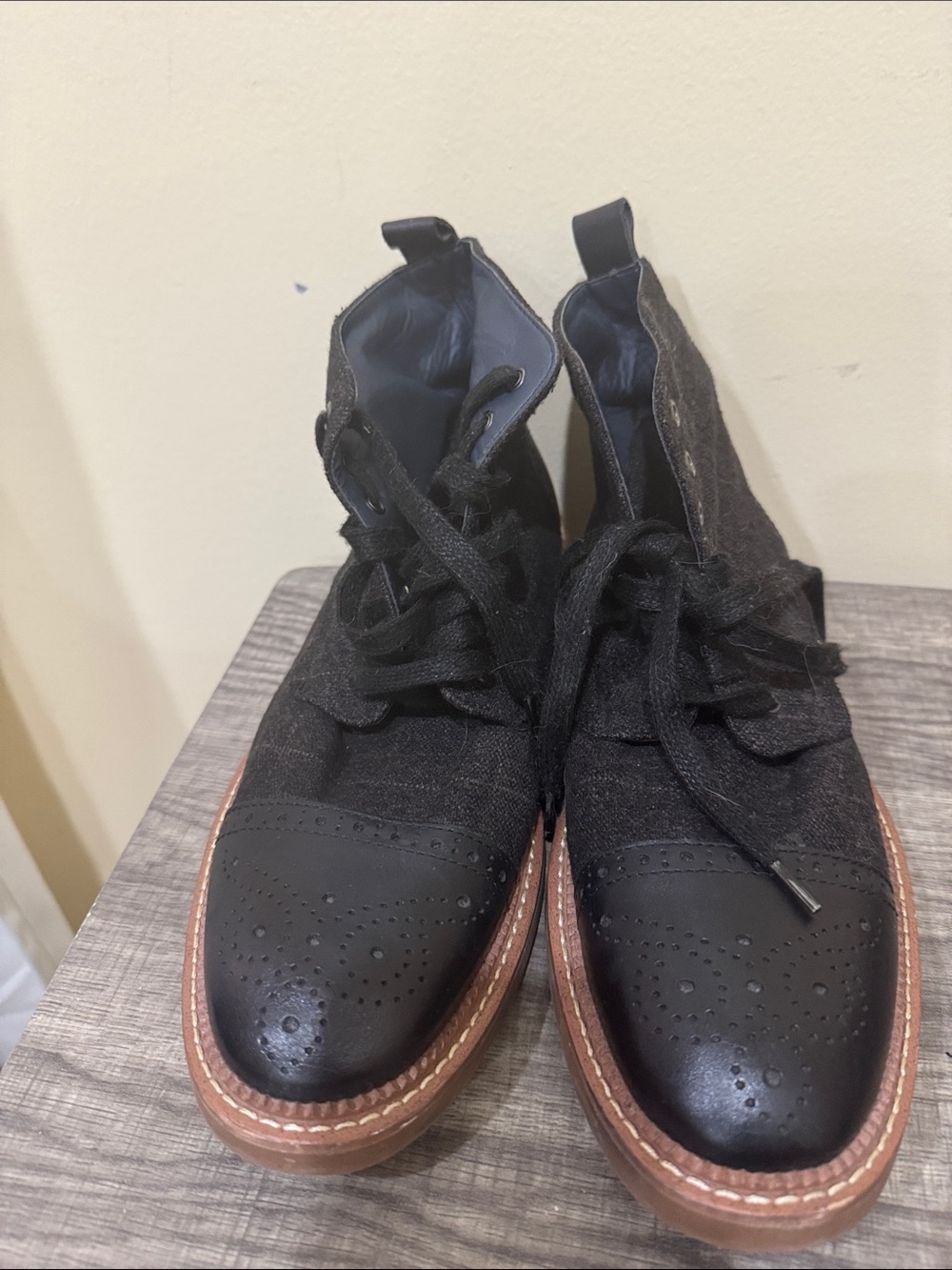 Men's Black Chukka Wingtip Boots with Contrast Brown Sole